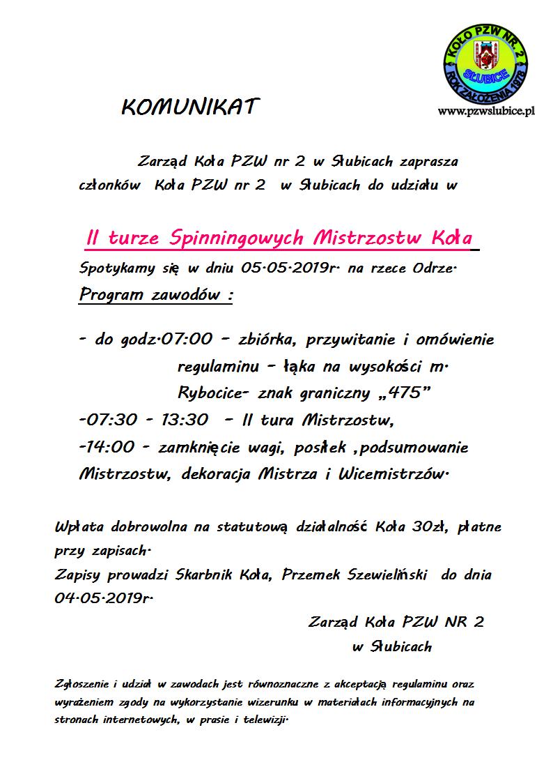 ogloszenie Mistrzostwa KOła spinningu 20194406