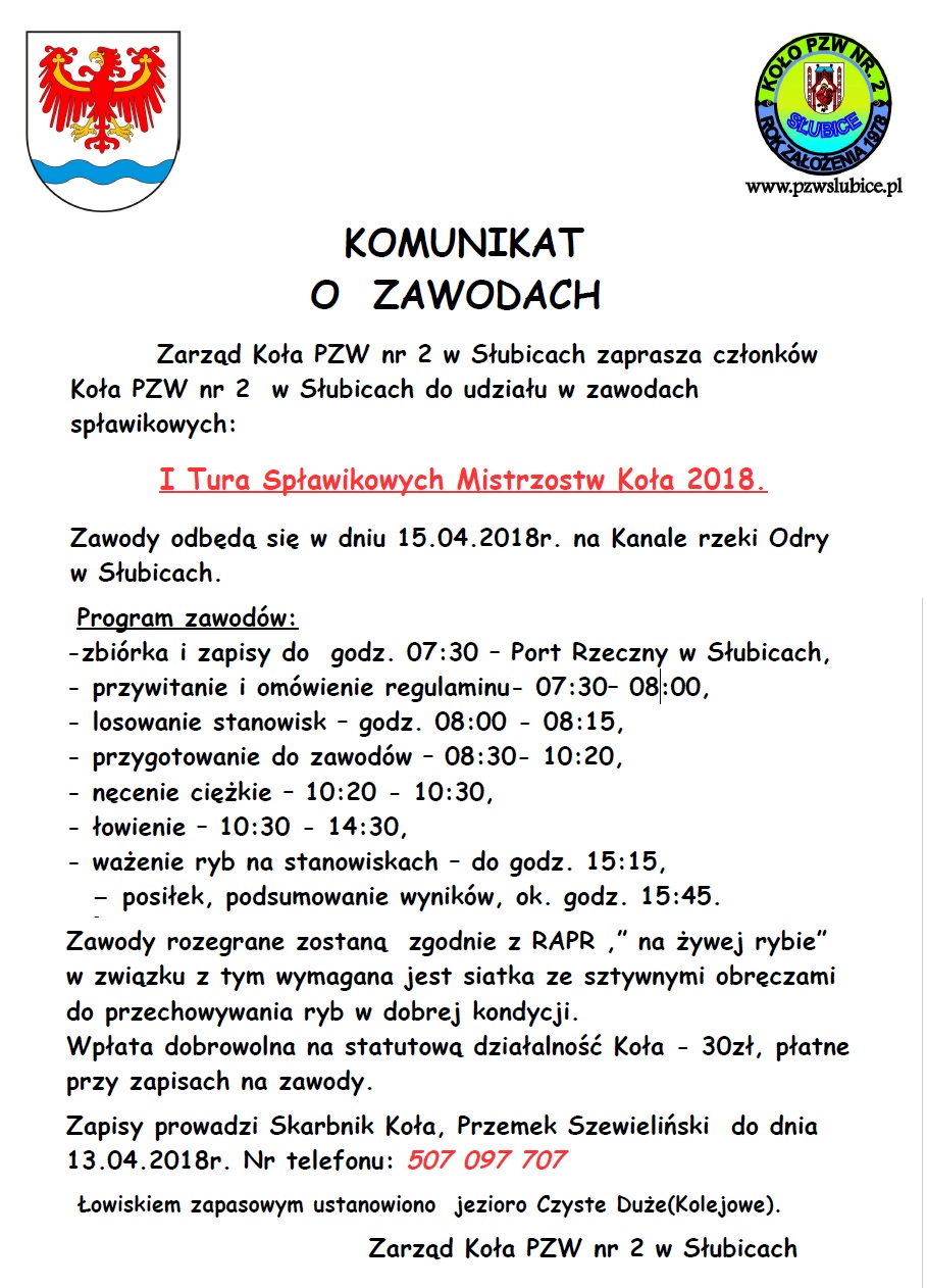 Splawikowe mistrzostwa kola nr2 tura1 2018r